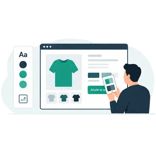Ilustración del diseño visual de una tienda online adaptada a ordenador y dispositivos móviles