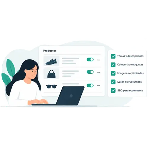 Ilustración de la carga y optimización de productos para una tienda online