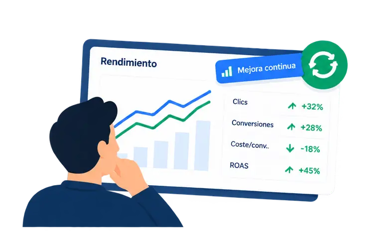 Ilustración del análisis y optimización de campañas en redes sociales